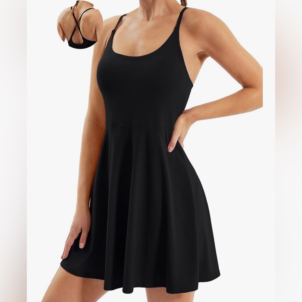 Ewedoos Tennis Dress w/ Built in Shorts & Bra Adjustable Straps